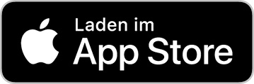 Schwarz-weißer Button mit dem Apple-Logo, der Aufschrift „Laden im App Store“ auf Deutsch sowie den Angaben „Laurentius Apotheke Imst / Pitztal Apotheke“.